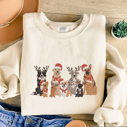 Bestickter Familien-Hunde-Weihnachts-Haustier-Hoodie 